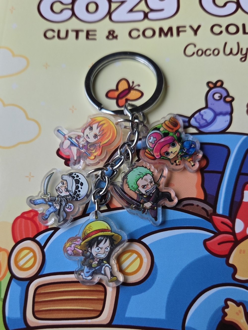 Onepiece Acrylic Keychain Set - Yellow, Red, Green, Blue, Pink